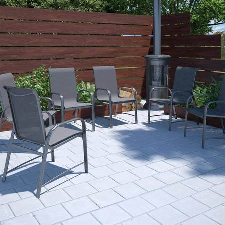 Cosco Outdoor Living Paloma Steel Patio Dining Chairs, Charcoal 6PK 88645CHCE